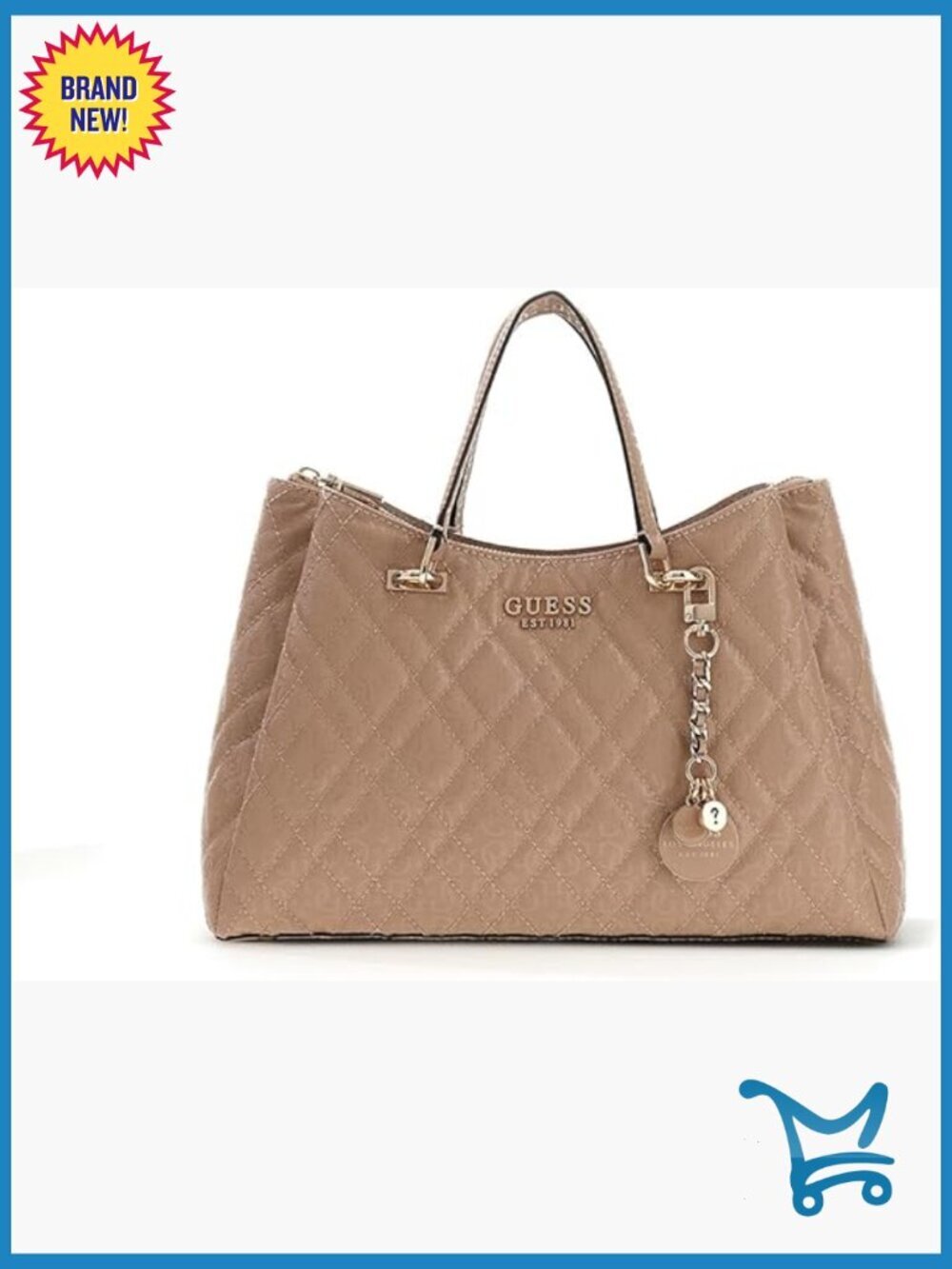 Quilted PU Satchel with Detachable Strap, 3 Compartments